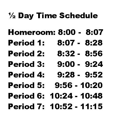 Half Day Time Schedule